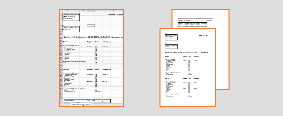 Oil and Gas Royalty Paperwork Printouts
